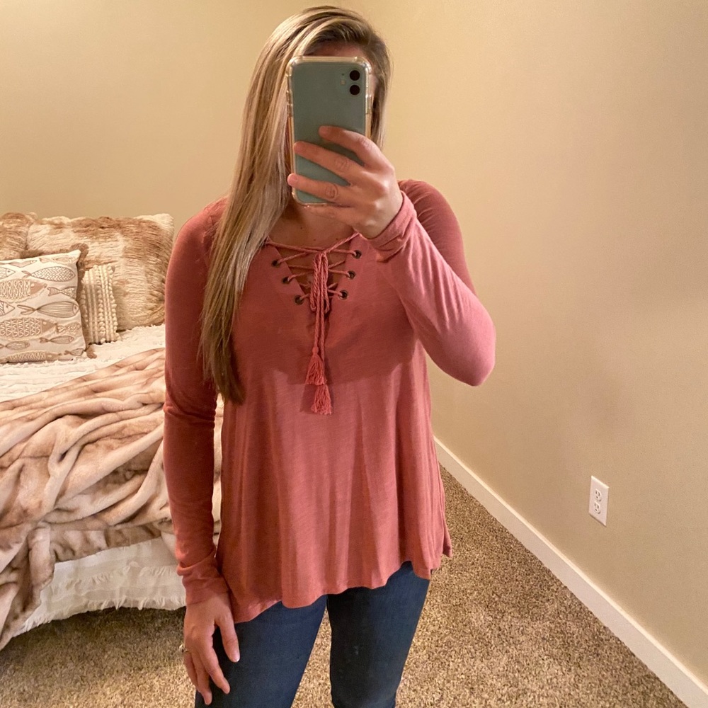 Rose/Blush Embroidered Lace Top